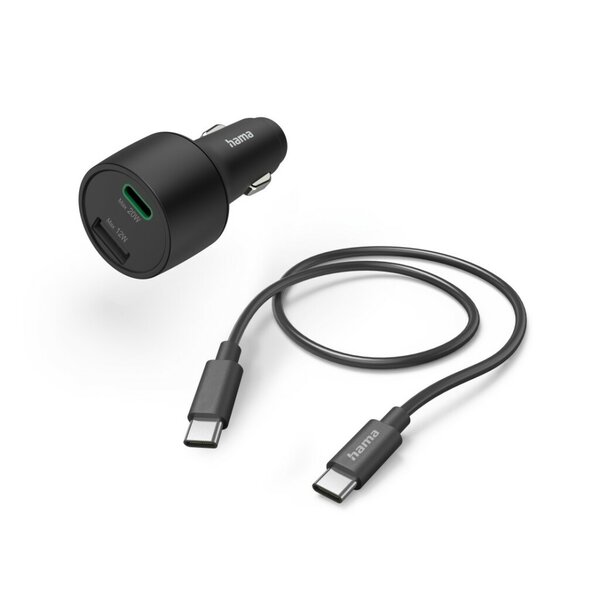 Hama Auto-snellader 1x USB-C 1x USB-A PD/QC Oplaadset 32 Watt Zwart