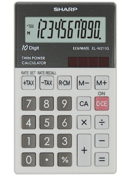 Citizen SH-ELW211GGY Calculator Sharp ELW211GGY Grijs Hand 10 Digit