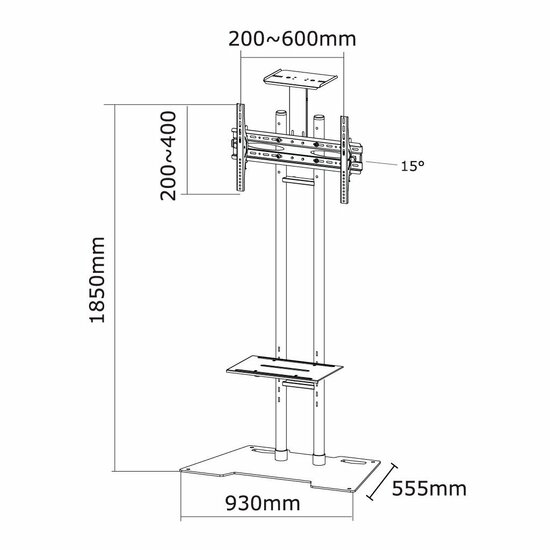 Newstar PLASMA-M1700ES Vloerstandaard Zwart