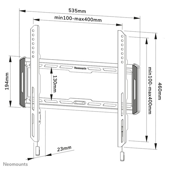 Neomounts WL30-550BL14 Vlakke Wandsteun voor Schermen tot 65 Inch Zwart