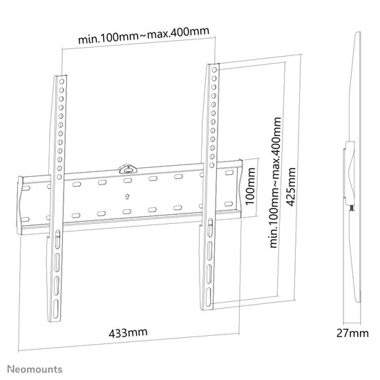 Newstar FPMA-W300BLACK Wandsteun voor Schermen tot 55 Inch Zwart