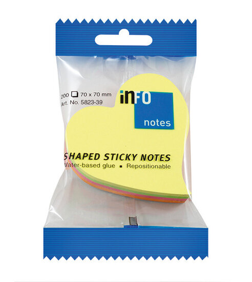 Info Notes IN-5823-39 Info Shaped Sticky Notes 68x68 &#039;hart&#039; Assorti 200 Vel