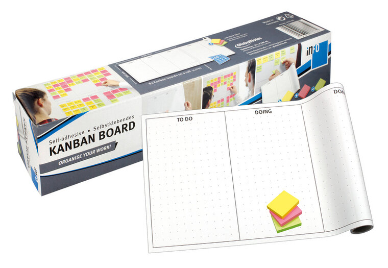 Info Notes IN-8761-08 Zelfklevende Kanban Planner 8 Vel Van 30x50,8cm Incl 3 Blok Sticky Notes