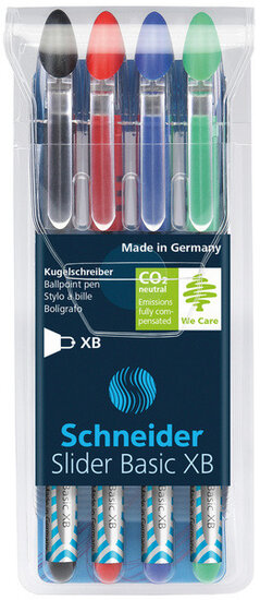 Schneider S-151294 Balpen Slider Basic XB Etui A 4 Stuks W.v. 1 Gratis