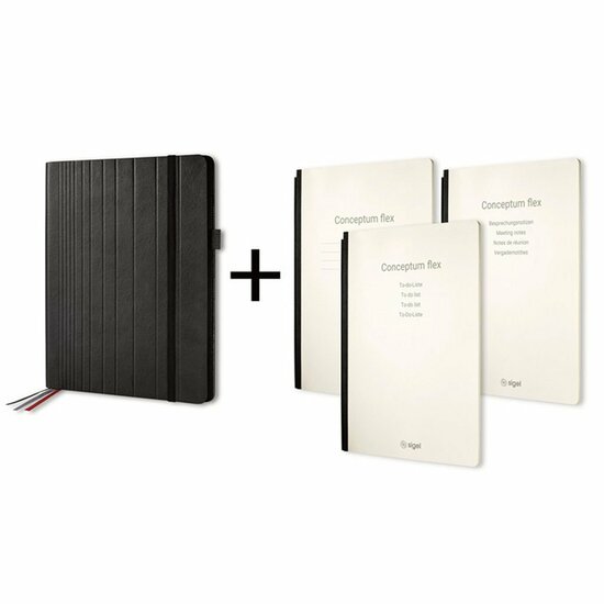 Sigel SI-CF131 Conceptum Flex Business Organiser A5 Zwart/Kunstleer + 3 Schriften