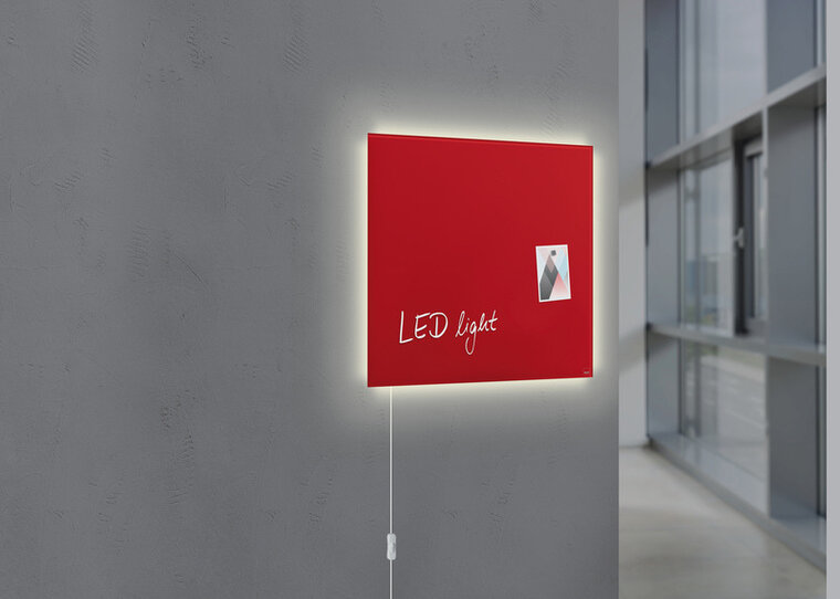 Sigel SI-GL402 Glasmagneetbord Artverum LED Light 480x480x15 Rood