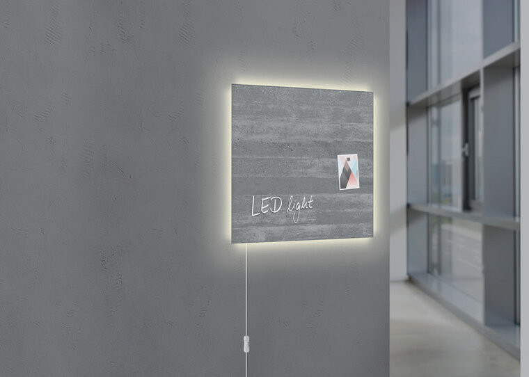 Sigel SI-GL403 Glasmagneetbord Artverum LED Light 480x480x15 Betondesign