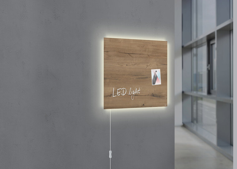 Sigel SI-GL405 Glasmagneetbord Artverum LED 480x480x15 Natural Wood