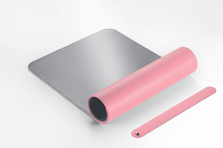 Sigel SI-SA605 Onderlegger Oprolbaar Roze-zilver, 800x300x2mm Imitatieleer, Dubbelzijdig