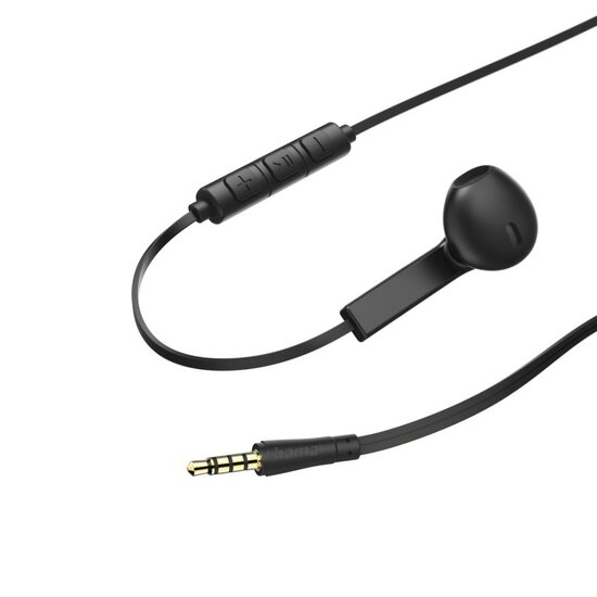 Hama Oordopjes Advance Earbuds Microfoon Platte Kabel Zwart