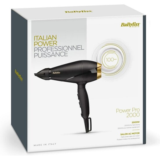 Babyliss 6704E Power Pro 2000 F&ouml;hn Zwart/Goud