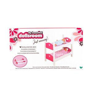 My Beautiful Dollsroom Houten Poppen-Stapelbed Roze/Wit