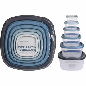 Excellent Houseware Voorraaddozen 6-delig Blauw/Grijs/Transparant