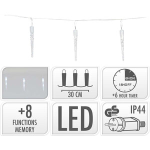 S.I.A. Kerstverlichting IJspegels 6M 40 LEDs IP44 + Timer