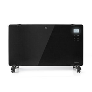 Nedis HTPL20FBK Glazen Paneel Convectorkachel Thermostaat Lcd-scherm 2 Warmtestanden Staand / Wandmontage 2000 W Zwart