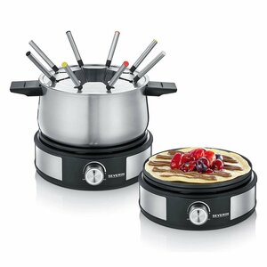 Severin FO2471 Fondue-Crêpe Combi RVS/Zwart