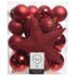 Decoris Kunststof Kerstballen Mix 8 cm + Piek Kerstrood 33 Stuks_