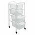 Metaltex Opbergrek met Wielen + 4 Manden 83x38x30 cm Wit_